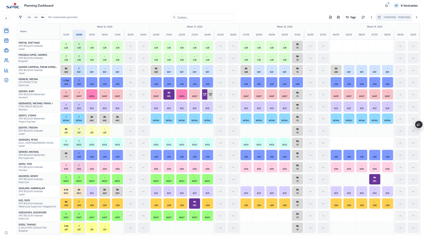 spie planner week schedule 