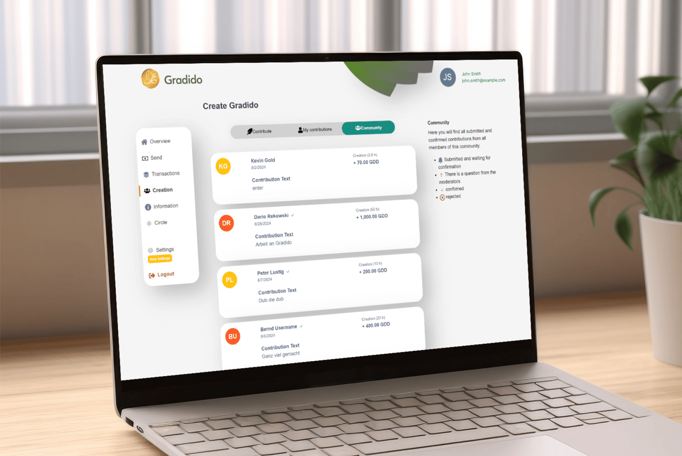 Gradido website application 2