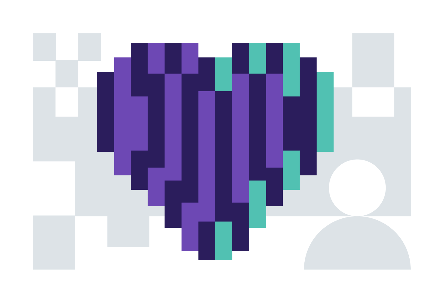 Minimalist image with a heart that has a healthcare-related cross in the middle of it.