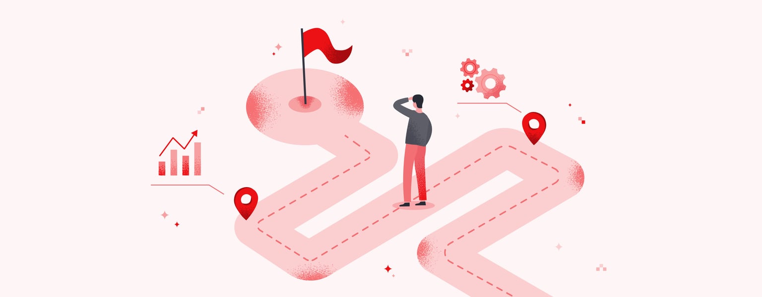 An illustration of a person standing at the crossroads