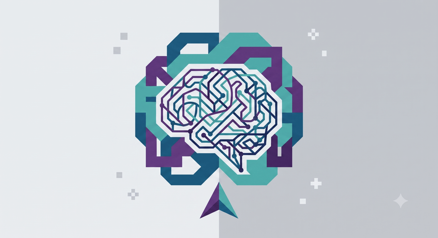 Abstract, minimalist illustration of the concept of an AI development company.