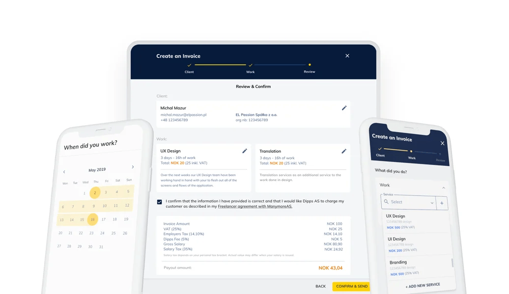 Manymore application screens.