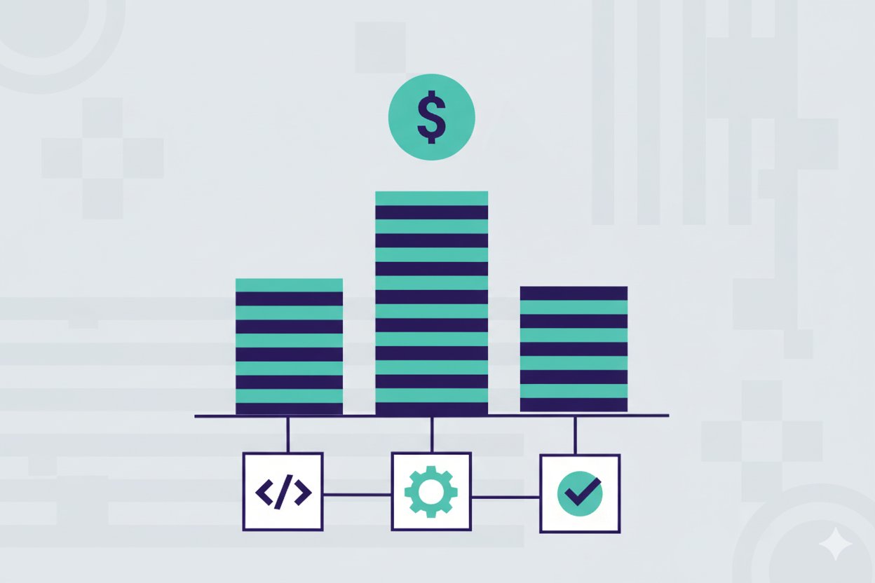 Abstract illustration of web application development cost.