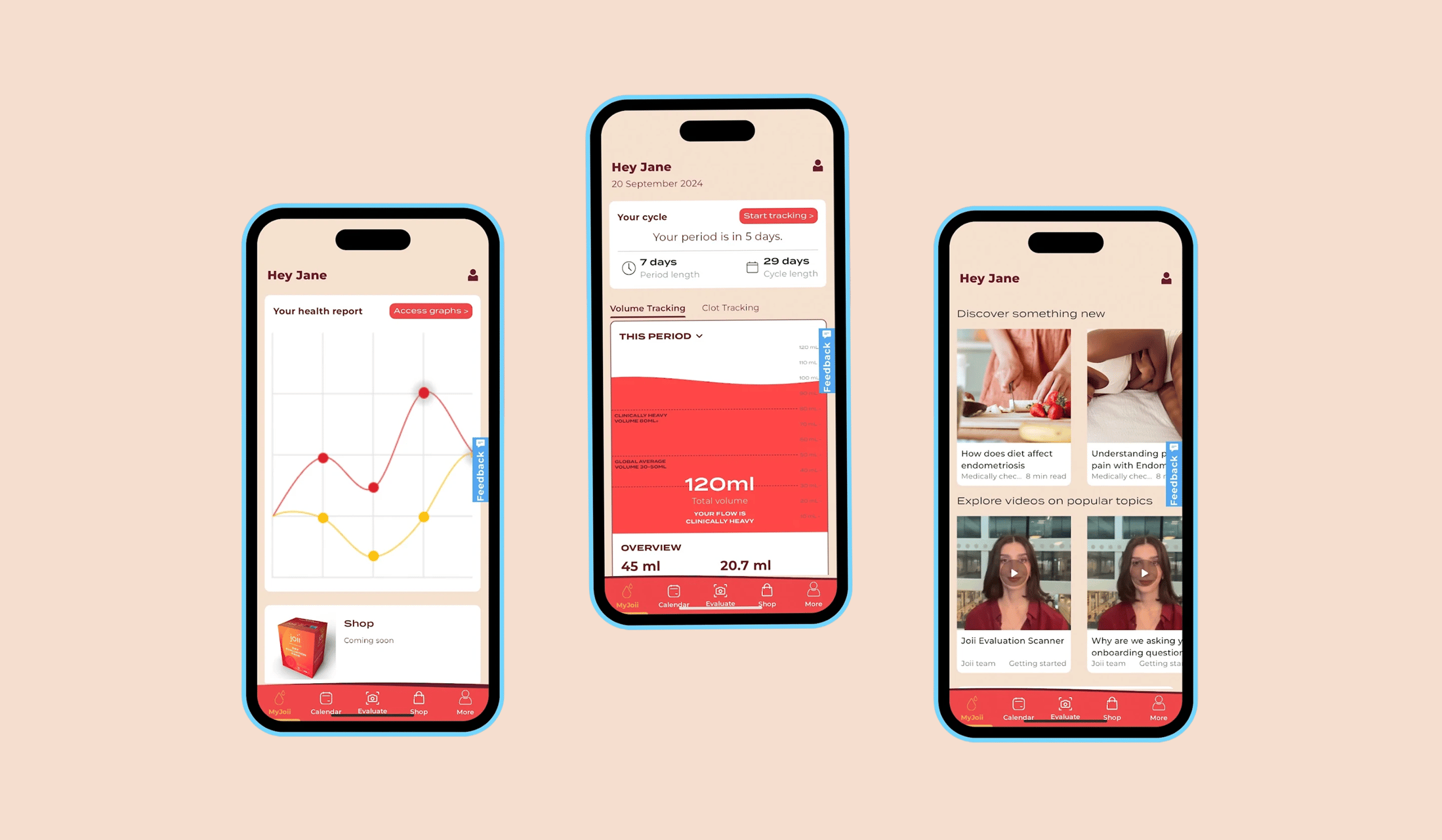 Joii app for menstrual health screenshot
