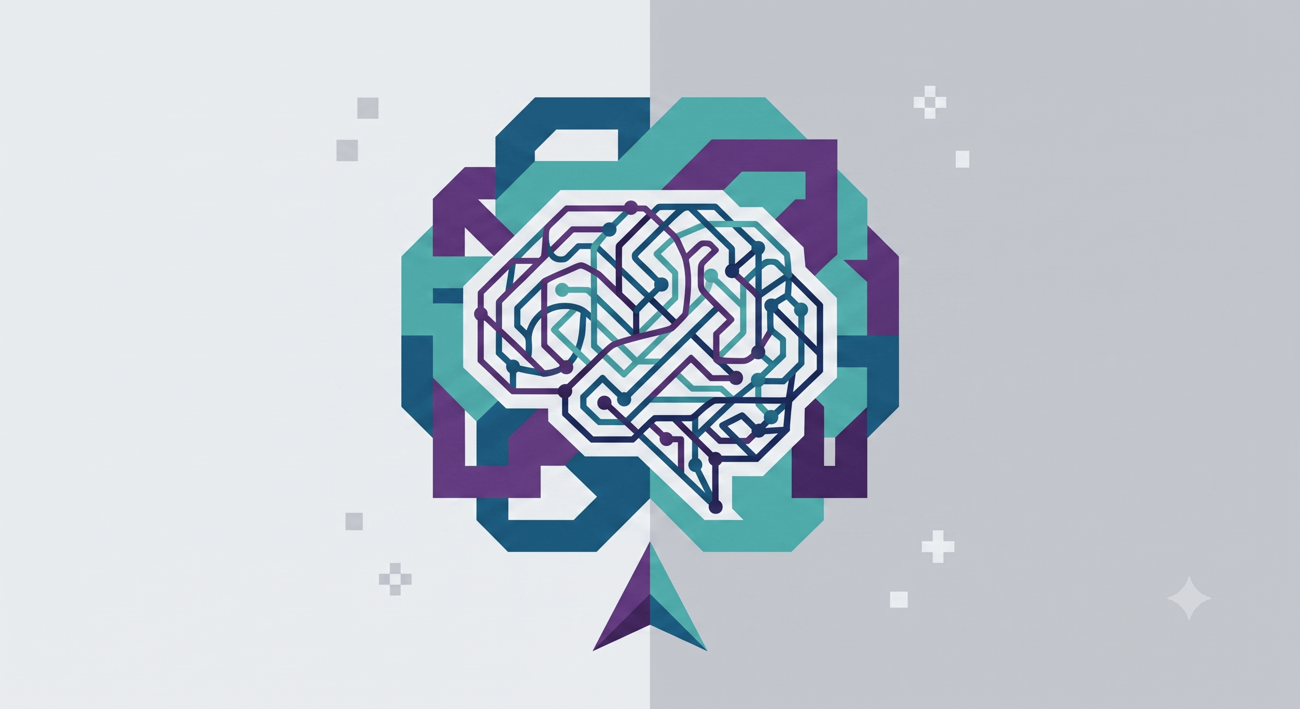 Abstract, minimalist illustration of the concept of an AI development company.