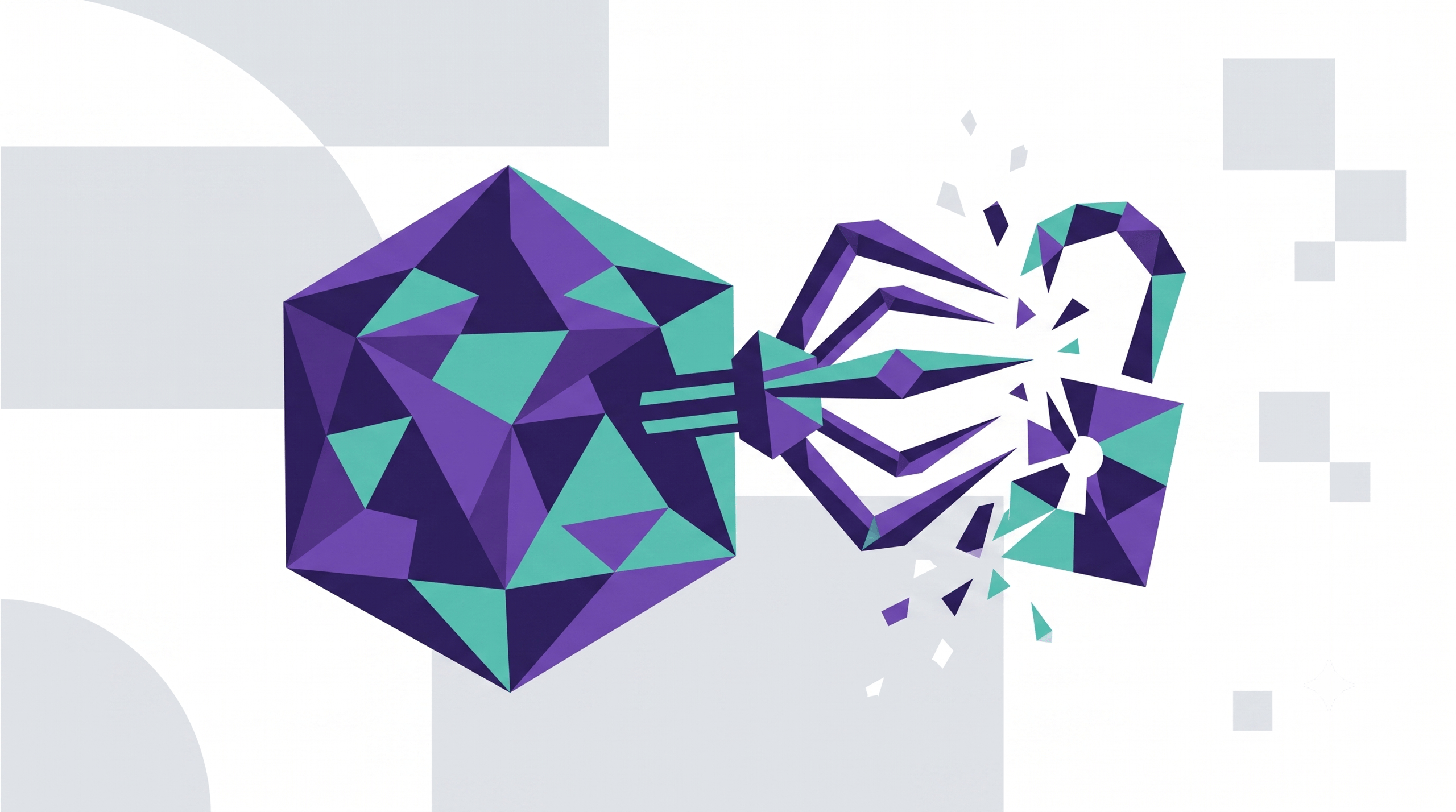 Abstract, minimalist image representing an autonomous AI agent cyber attack.