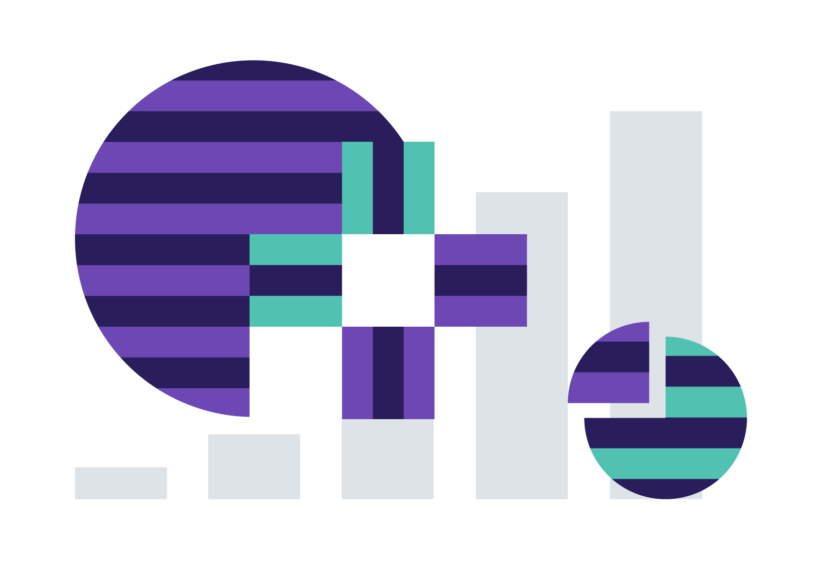 Abstract illustration with healthcare symbols.