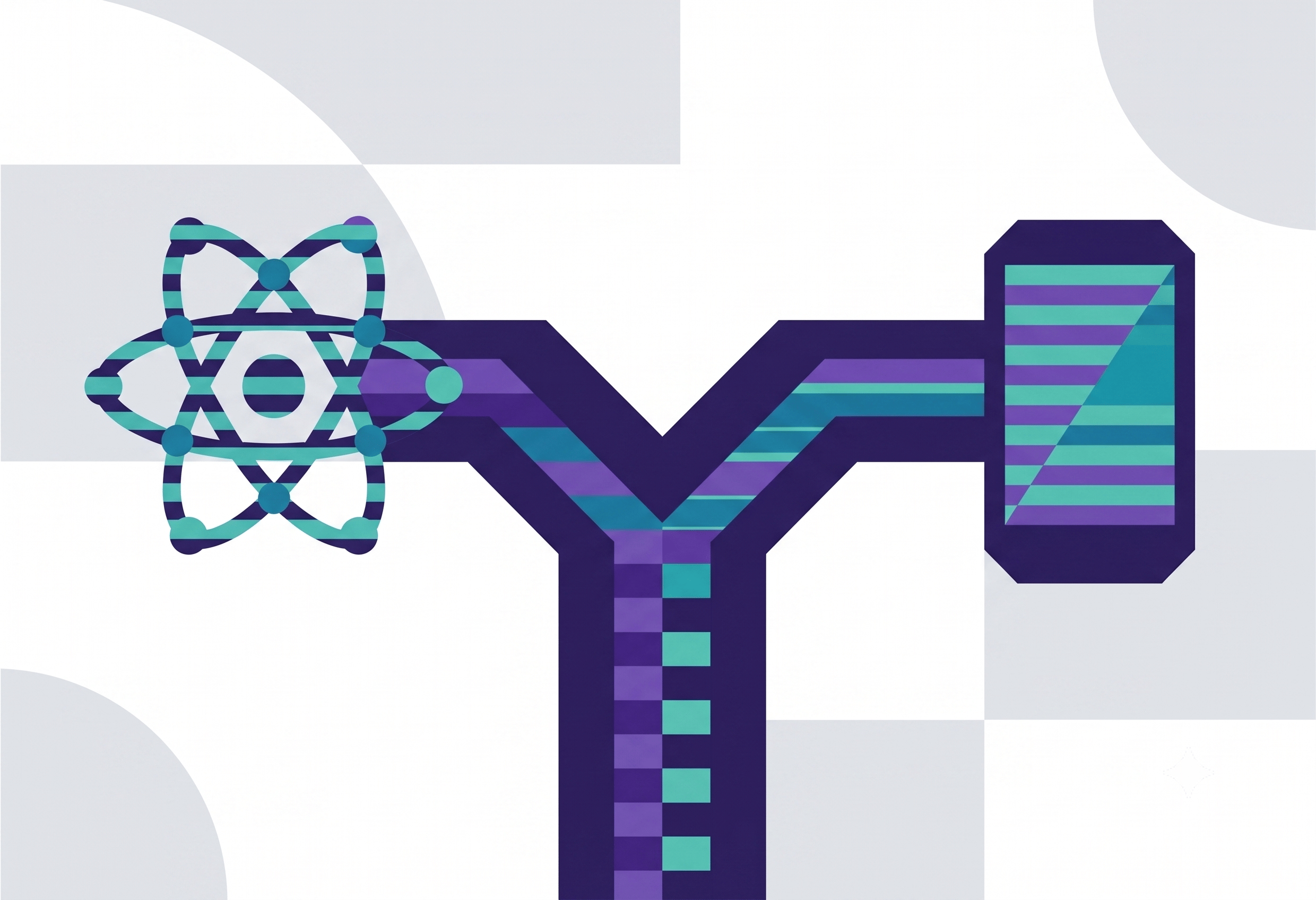 Abstract, minimalist illustration of the topic of React versus React Native.