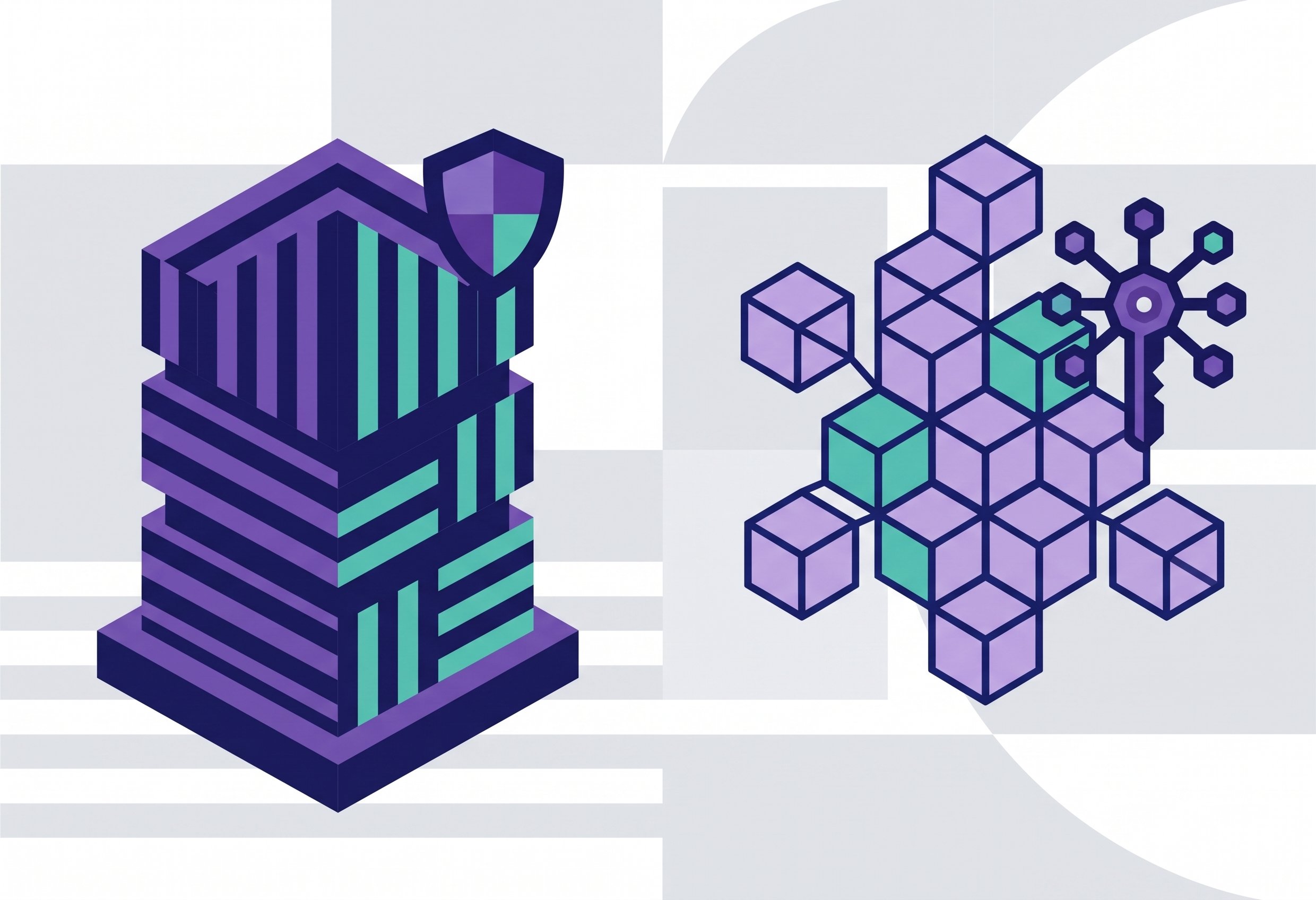 Abstract image representing the two technologies being compared in the article, i.e. on-premise AI infrastructure, and cloud AI infrastructure.