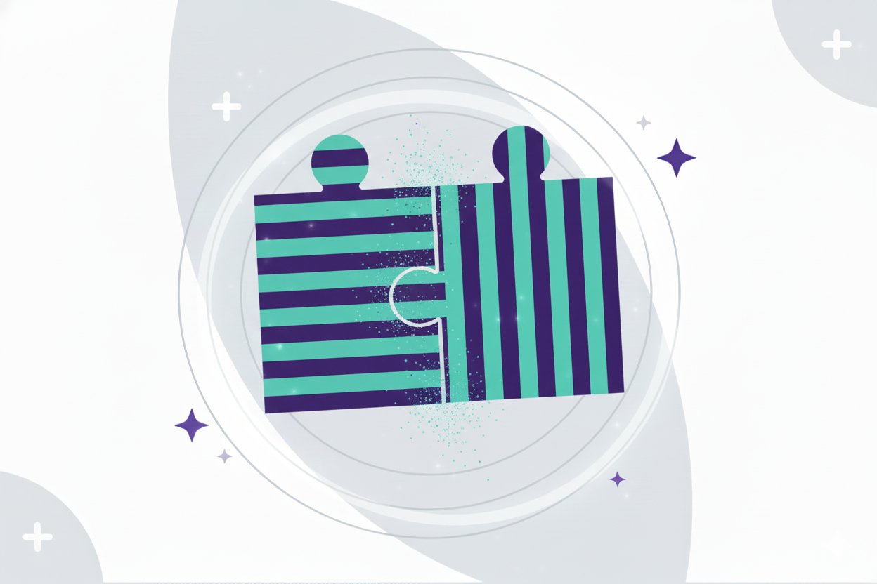 Abstract illustration of product-market fit as puzzle pieces.