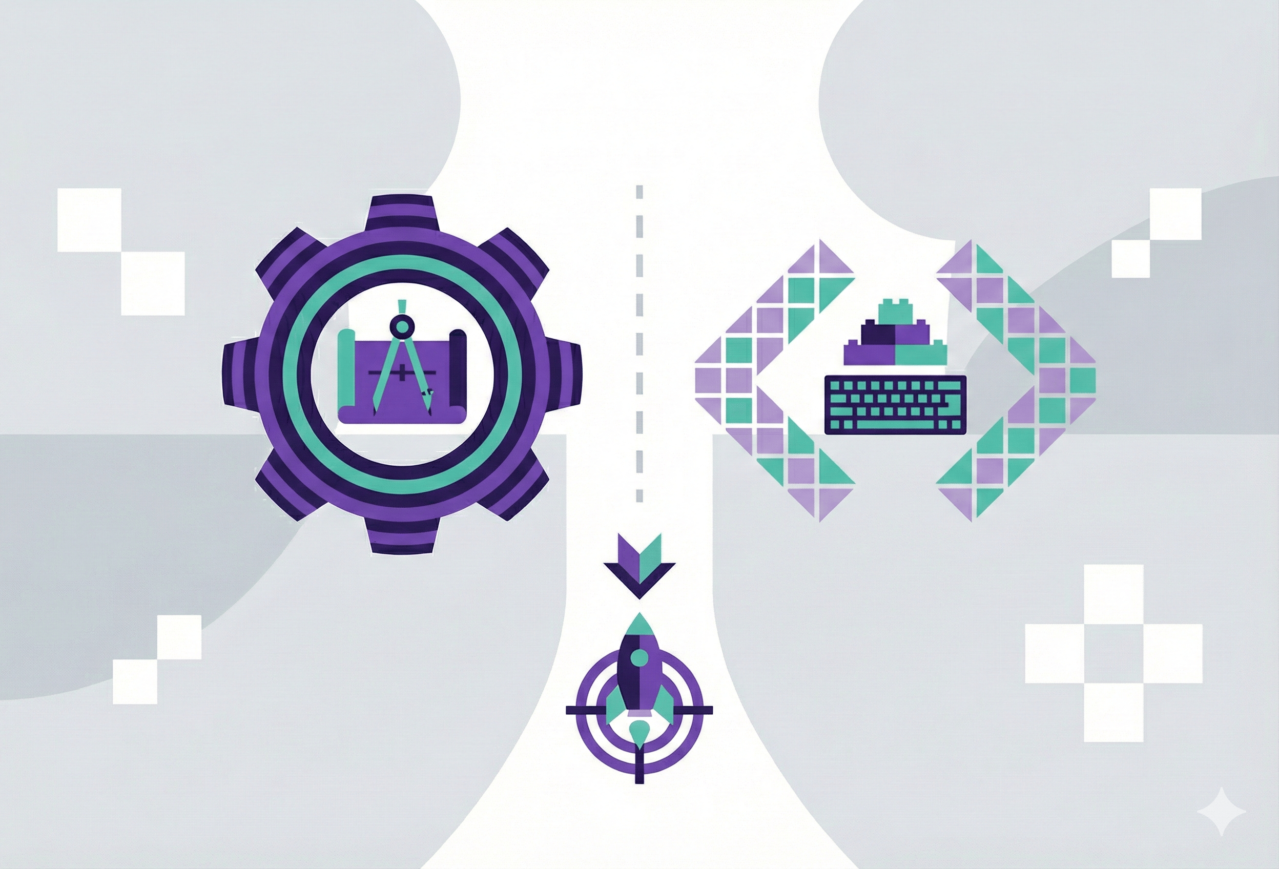 Abstract image representing the difference between software engineers and software developers.