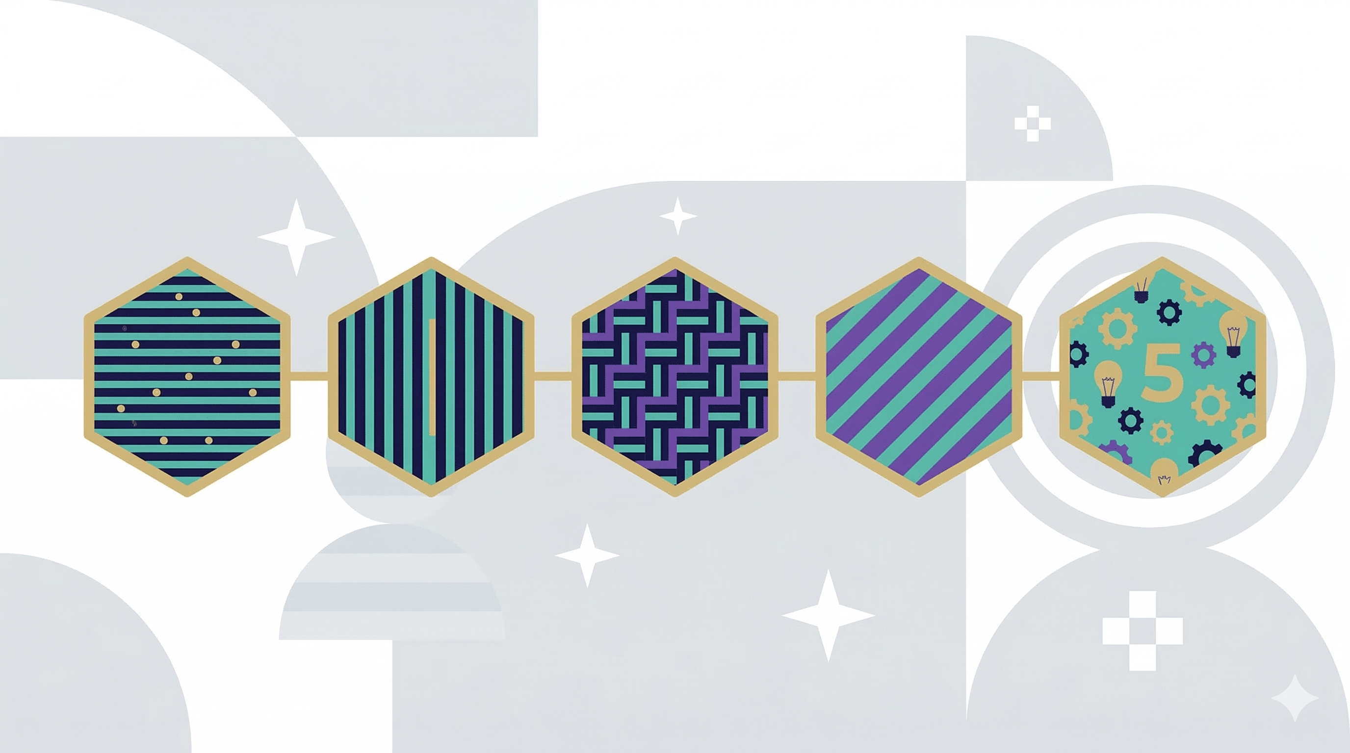 Minimalist illustration for the concept of 5 rules for product development.