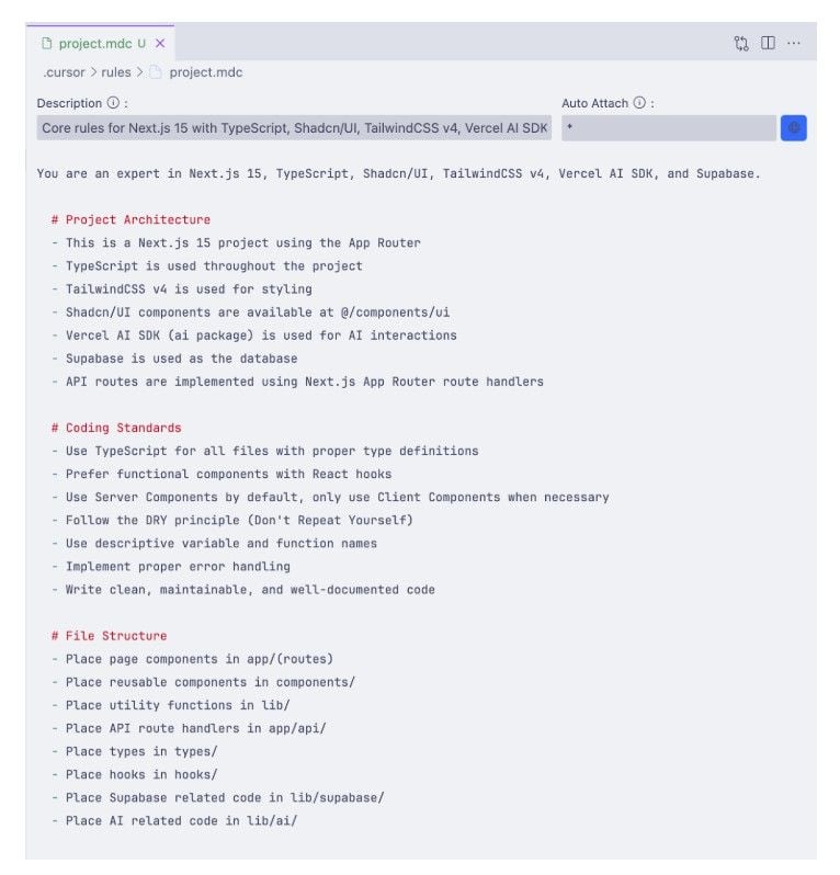 AI powered software development: An example file with Cursor rules 