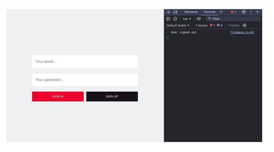Firebase log out view