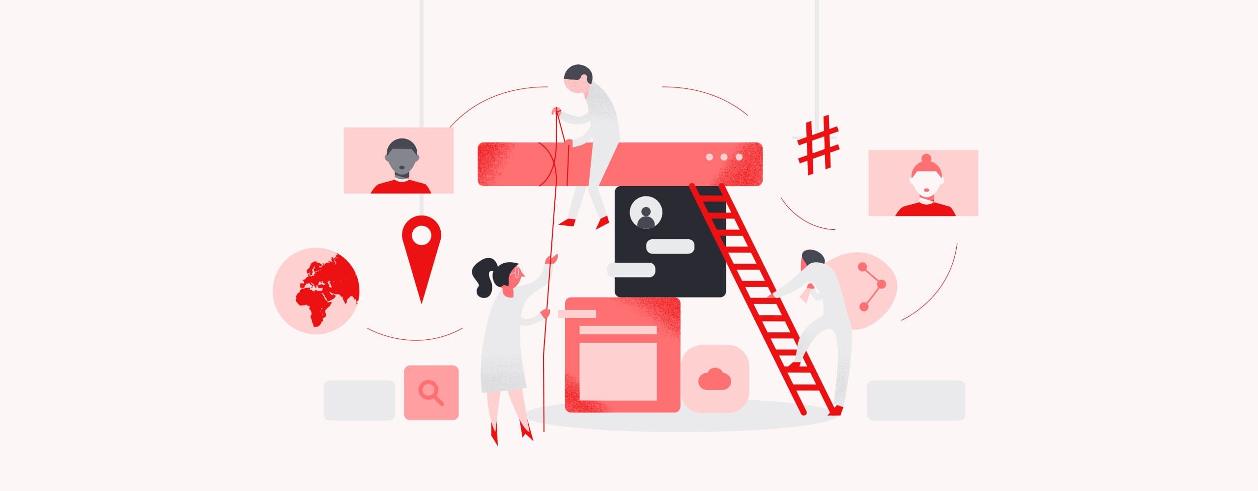 A image of people working on an abstract construction