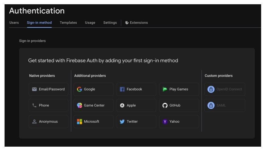 Setting up Auth In Firebase 